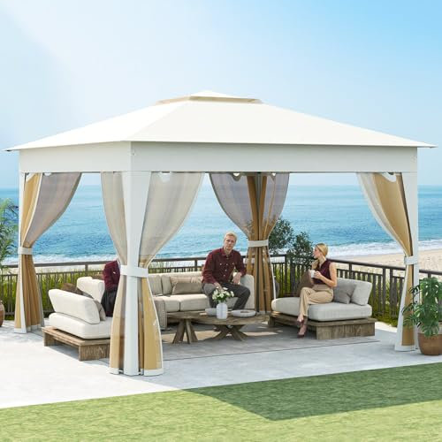 RELAX4LIFE Tonnelle Pliante 3x3 avec Moustiquaire, Tonnelle de Jardin Exterieur, Toit Double en Oxford, Hauteur Réglabe, Protection Solaire, Barnum Pliant 3x3, Montage Facile, Sac de Transport