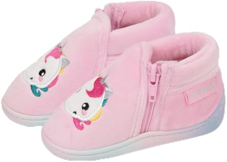 Isotoner Chaussons Bottillons bébé zip faciles à enfiler antidérapant | Pantoufle Velours doux Semelle antidérapante et maintien renforcé à l'arrière pour sécuriser les premiers pas
