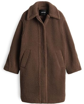 OPUS Damen Mantel | Heddy Regular Teddymantel aus recyceltem Polyester Cocoa, 44