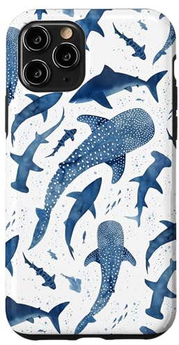 Whale Shark Pattern Ocean Blue Watercolor Sea Life Collage Case for iPhone 11 Pro