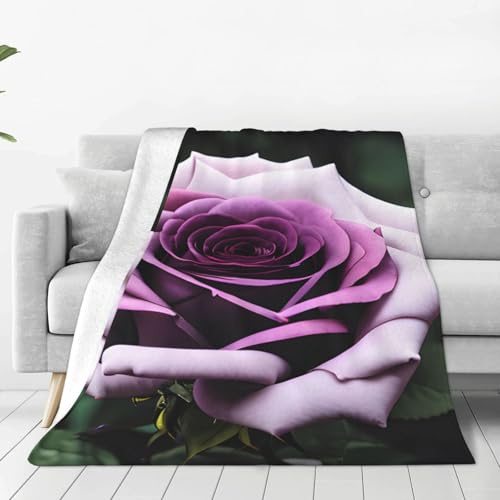 ggasdvjj Superweiche Flanell-Fleece-Decke, Anti-Pilling-Optik, schwarz, mit Rosenmuster, mehrere Größen, für Bett, Couch, Sofa, Plüsch und warm.