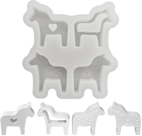 Silikonformen Gießformen, 4 Stück Silikonformen Gießformen Pferd Ornamente, Gipsformen zum Gießen, Epoxidharz Silikonform Weihnachten Pferd Silikon Formen zum Gießen, DIY Handwerk Gießform