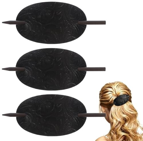 Hemobllo 3Er Set Leder Haarspange Mit Stick Haarspangen Damen Für Dutt Und Pferdeschwanz Haarschmuck Für Alltag Dickes Und Feines Haar 12.50 X 5.00 X 1.00 cm