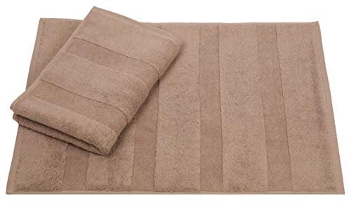 Betz 2er Set Badvorleger Badematte Badteppich Duschvorleger Frottee Größe 50 x 70 cm 100% Baumwolle Deluxe Qualität 680 g/m² Farbe Mokka