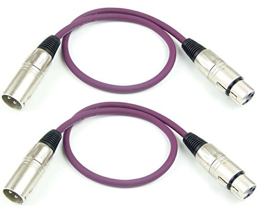 Adam Hall Cables 2 Stück K3MMF0050PUR Mikrofonkabel XLR female auf XLR male DMX Audio Kabel 3 pol polig (0,5 m, Lila, 2)