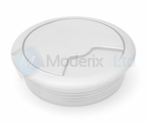 GTV 80mm White PC Computer Desk Plastic Grommet Table Cable Tidy Wire Hole Cover (2 x)