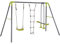 HOMCOM Balançoire 3 agrès portique avec balançoire, échelle et Face à Face dim. 2,95L x 1,38l x 1,75H m métal époxy anticorrosion PE Gris Anthracite Vert Pomme
