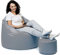 sunnypillow Premium XL Sitzsack mit Hocker Outdoor & Indoor mit 160L Styropor Füllung Sessel für Kinder & Erwachsene Sitzkissen Sofa Beanbag viele Farben zur Auswahl Anthrazit