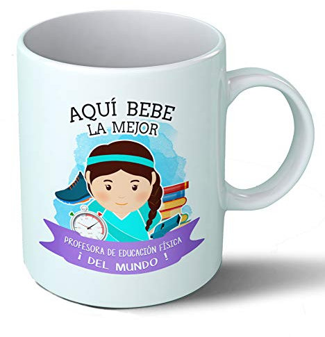 Planetacase - Taza Profesora de Educación Física - Regalo Original Profesora Gimnasia - Cerámica 330 mL - Taza Desayuno Apta para Microondas y Lavavajillas - Resistente a Lavados
