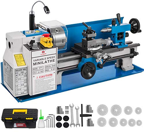 VEVOR 50-2500PRM Mini Torno Metal 17.78 x 35.56 cm Torno Metal Pequeño para Taladrado 40 kg Micro Metal Fresadora 550W Máquina de Torno 12-52 T.P.I Mini Metal Torno Velocidad Variable