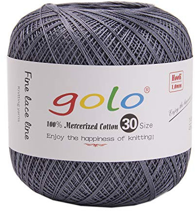 golo Häkelgarn 30 für handgestricktes Häkelgarn Gewinde häkeln (Silber grau)