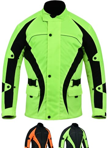 warrior gears Herren-Motorradjacke, Textil-Motorradjacke, Warnschutz-Biker-Oberteil mit CE-Protektoren, wasserdichte Herrenjacken, Bulls (Gelb, M)