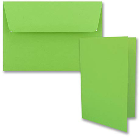 100x Faltkarten-Set DIN B6 12 x 17 cm in Hellgrün (Grün) mit Briefumschlägen DIN B6 Haftklebung - für Einladungen und Grußkarten zum Geburtstag oder Hochzeit