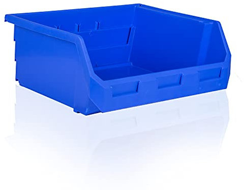 Kunststoff-Stapelbox Sichtlagerkasten PK374218 mit Aufhängevorrichtung Blau | Sichtbox L37,4xB41,8xH17,7cm, 20L | Kleinteilebox Lagerkasten Lagerbox Aufbewahrungsbox Regalbox Schütte