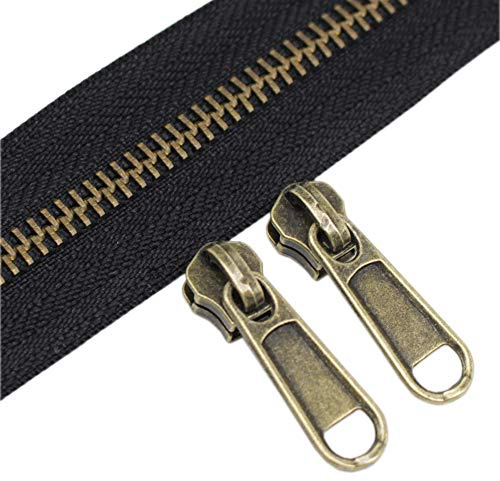 YaHoGa 3,5 m Metall endlos Reißverschluss Meterware 5mm-Spirale Bronze | Metall Reissverschluss 10 Nonlock-Zipper für Taschen Deko DIY Basteln Nähen