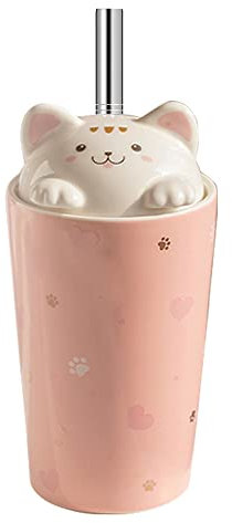 MengCat Kawaii Tasse à café chat avec paille Tasse de voyage en céramique avec couvercle 3D Kitty, Grande tasse réutilisable pour le thé, Lait, Thé aux bulles, Café cadeau femme tasse de Noël 480ML