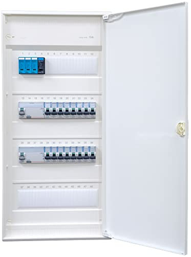 Hager VA48CN Répartiteur en saillie 4 rangées avec protection contre les surtensions, connexion filaire avec bloc de serrage Legrand 2 x FI 4 broches + 16 x LS B16A