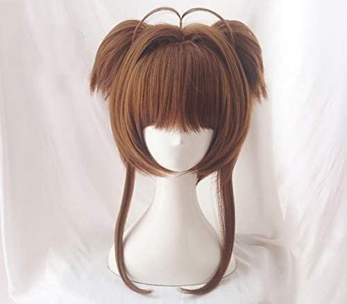 ydound Anime Coer Wig. BIAMOXER Karte Captor Sakura Klare Karte Kinomoto Sakura Braune Perücke Cosplay Nette Haarperücke Halloween Anime Lolita Base Perücke Pferdeschwanz