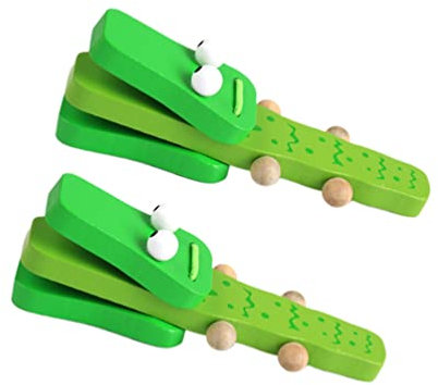 Hölzerne Castanet Musik Klapper Spielzeug: Hand Percussion Musikinstrument Spielzeug Ringbretter Noisemaker Krokodile für Kinder Kinder Kleinkind Baby Party Gunst Geschenk