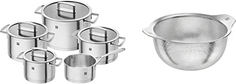 ZWILLING Kochtopf-Set, 5-tlg., 4 Deckel, Induktionsgeeignet, Edelstahl, Vitality & Sieb, Edelstahl, 20 cm,22 x 20 x 10 cm