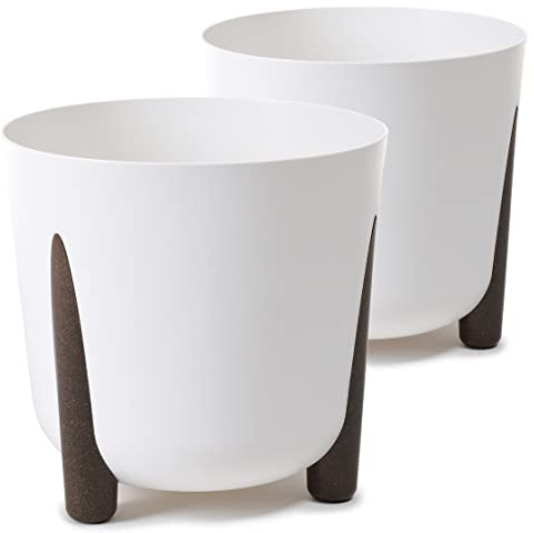 Tymar Lot de 2 pots de fleurs avec pieds - Forme ronde - Blanc - Diamètre : 26 cm