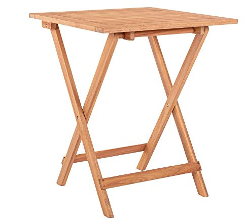 LOLAhome Mesa de jardín Resistente y Plegable Cuadrada de 60x60x72 cm, para 2-4 Personas | De Madera natual sostenible de Acacia con FSC |para Exterior, jardín, terraza, balcón o Piscina | Kate