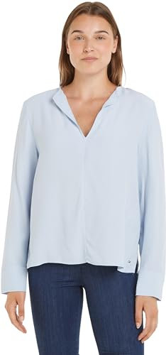 Tommy Hilfiger Blouse Femme Crepe Blouse Col en V, Bleu (Breezy Blue), 44