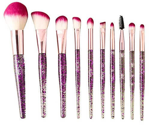 Lot de 10 pinceaux de maquillage tendance - Paillettes - Cristal brillant - Pour le - Beauté - B.