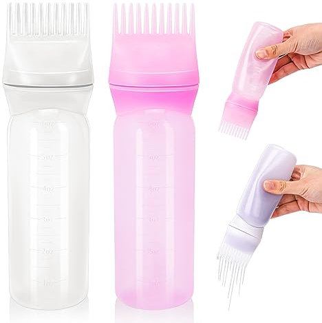 Mozeat Lens 2 Stück Haarfärbemittelflasche 180ml Haarfärbemittelkamm Applikator Flasche Shampoo Haarfarbe Öl Wurzelkamm Applikator Haarfärbe Werkzeuge Flasche