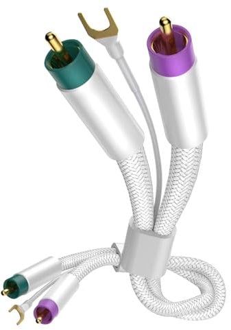 Tertullus High End Phono - Cable de brazo (2 conectores RCA a 2 RCA, 2 m), color blanco