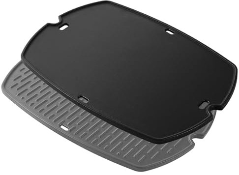 6559 Grillersatzteile für Weber Q2200 Q2000 Q200 Q2400 Q220 Q240 Gusseisen-Grillplatte in voller Größe wendbare flache Grillplatte Weber Q 200/2000 Serie 396000 566002 Grillteile