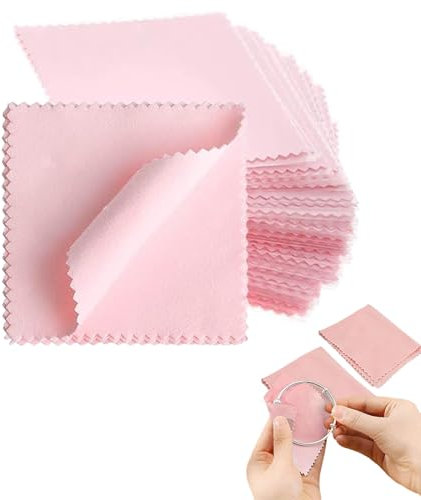 30 PCS Silver Cleaning Cloth Silver Cleaning Cloth for Jewellery Double-Sided Silver Polishing Cloth Reusable Silver Cloth Jewellery Polishing Cloth Soft Pink Jewellery Cloths