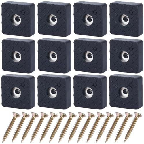 GORGECRAFT 20Pcs Furniture Rubber Pads 1.18/30mm Square Feet Caps Non-Slip Grippers Rubber Bumper Floor Leg Protectors with 24Pcs Screws for Garden Chairs Table Sofa Furniture Foot Black