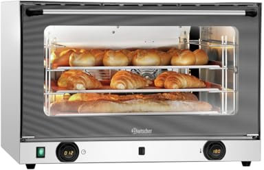Four inox à convection 4 x (L)600 x (P)400 mm, avec humidificateur, 6400 W, 400 V - TRI