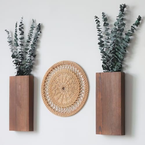 Wlicon Paquete de 2 macetas de Pared de Madera para Flores secas y vegetación Artificial, Soporte para Plantas de Interior, decoración de Pared de Madera para Sala de Estar, Dormitorio, Cocina