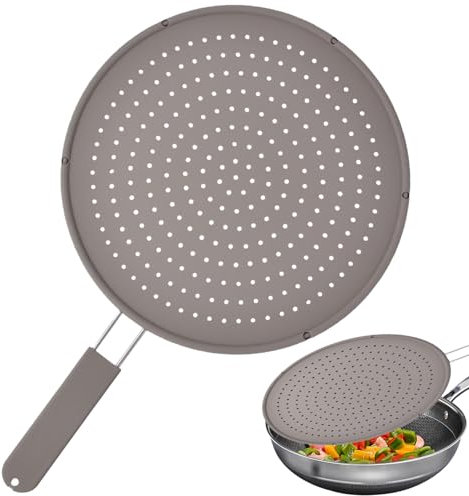 ggtuyt Splatter Screens Frying Pan Splatter Guard, 11.81 Inch Silicone Grease Splatter Guard with Scald-Proof Handle, Pan Cover for Cooking to Stop Hot Oil Splatter