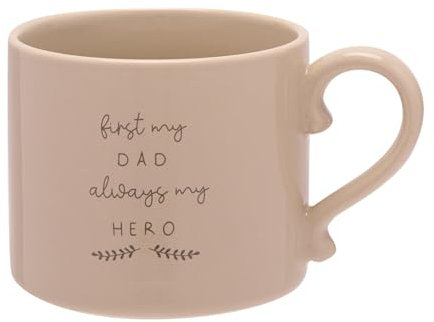 Widdop Moments Stoneware Ceramic Dad Mug - Dad My Hero Mug - Fawn Colour - Coffee Mug Tea Hot Drinks - Approx 350ml - Gift for Dad Him Birthday Father's Day Present