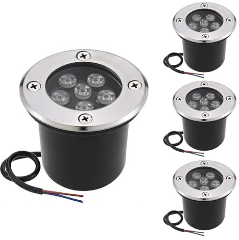 AHOTSUK 6W LED In Ground Lights,LED Underground Light, Pathway Lights, Cool White, 600 Lumens, IP67 DC 12V Low Voltage Outdoor Landscape Lights for Driveway, Deck, Step, Garden Lights (4P)