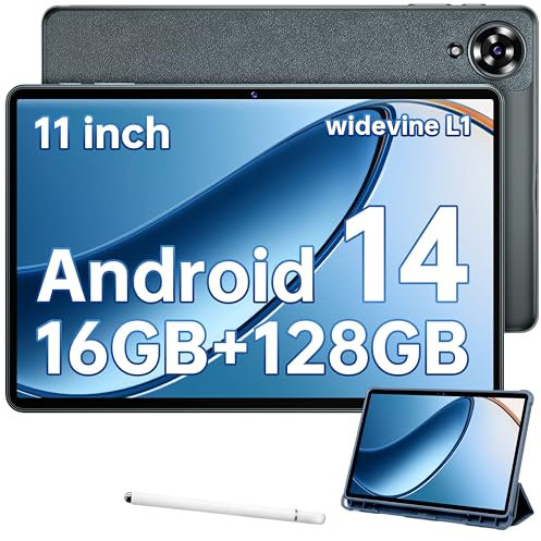 OUKITEL OT11 Tablet Android 14-2024 Neueste Tablet 11 Zoll, 16(4+12) GB RAM +128GB ROM(1TB TF) Gaming Stift, 8000mAh, 13MP 4G PC/5G WiFi/GMS/Octa-Core/Widevine L1/GPS, Grau