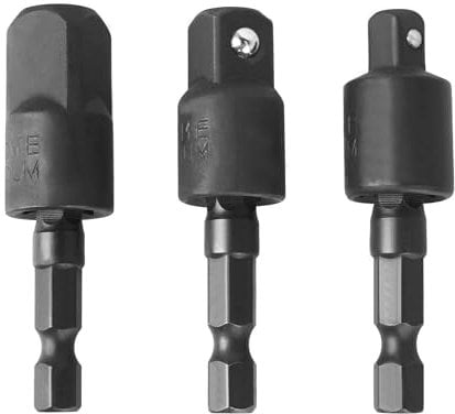 TOKDOOT 360° Rotatable Socket Drils Ratchet Extension for Dewalt Power Dril,1/4 3/8 1/2 Hex Shank lmpact Driver Adapter,Universal Socket Wrench Adapter Set-3-Piece