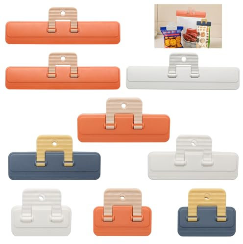 Lot de 9 pinces à sacs alimentaires pour le stockage des aliments, tailles assorties, couleurs assorties, clips d'étanchéité pour sacs, sacs de congélation, pour aliments, collations, sacs à sandwich,