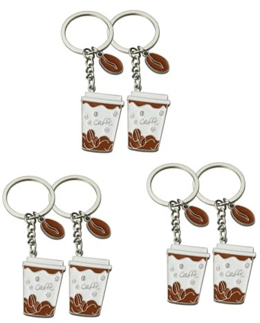 LIFKOME 6pcs Creative Coffee Cup Keychains Unique Pendant Key for Keys Bags and Accessories for Graduates and Coffee