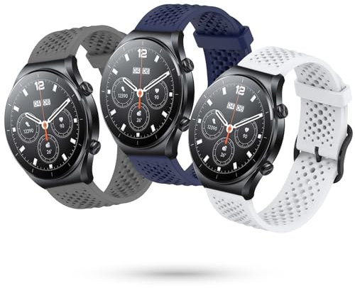 CHULN 3 Piezas Correa para Xiaomi Mi Watch/Xiaomi Watch S1 Pro/S1 Active/S1/S2/S3/2/2 Pro/Xiaomi Mi Watch Color Sport, 22mm Ajustable Impermeable Pulseras de Silicona para Xiaomi Mi Watch.