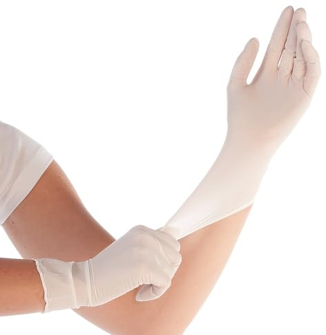 FRANZ MENSCH 1000 Stück Hygostar Synthetikhandschuhe Elastic | puderfrei, weiß, 9/L, L: 24cm, Karton, Einmalhandschuhe, Synthetikhandschuhe, Schutz vor Keimübertragung