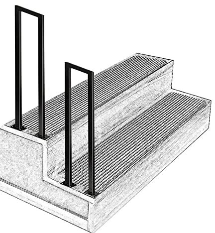Mattschwarzes Schmiedeeisen Gartentreppengeländer für Außentreppen, Outdoor-Handläufe für Veranda, Deck, Übergangshandlauf, Lattenrost, 65 cm