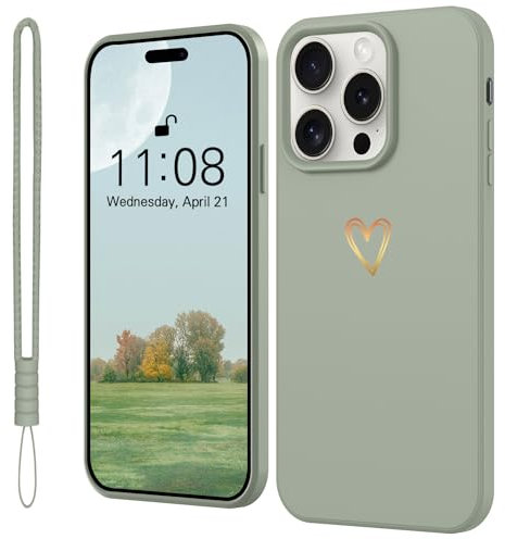 Mitetabo Hülle für iPhone 13 Pro Handyhülle Gold Liebesher Silikon,Case Mädchen Weich Slim Stoßfest Kratzfeste Süßes Gold Love Schutzhülle für iPhone 13 Pro 6.1 Kupfer grün