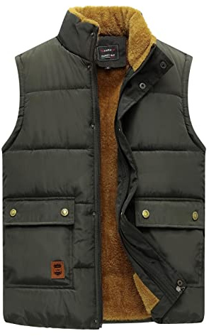 Mens Fleece Gilet Thermal Bodywarmer Outdoor Work Hunting Hiking Vest Sleeveless Waistcoat Puffer Padded Coats Thicken Outwear Casual Sports Fleece Lined Warm Winter Jacket with Pocket