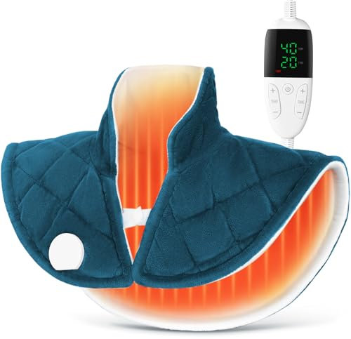 VOSFEEL Coussin Chauffant Cervical Électrique avec Télécommande LCD, Fermoir D’extension, 5 Niveaux de Chauffage (40-60°C) pour Cou, Épaules et Dos, Arrêt Auto, Lavable en Machine, 55 * 45CM