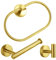 Gold Hand Towel Holder 3-Set - Towel Holder, Gold Toilet Roll Holder 09-0209