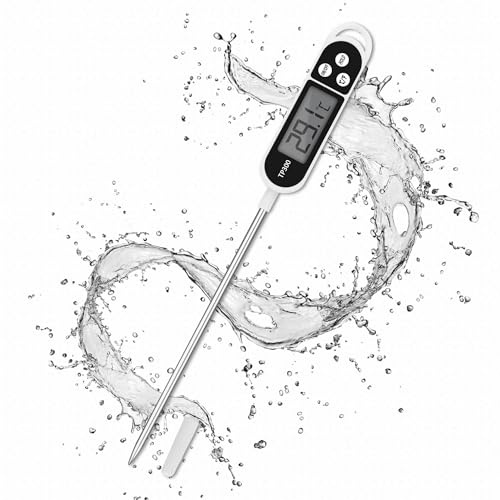 Digitales Küchenthermometer, LCD-Küchen-Thermometer mit langer Sonde, sofortiges Ablesen, Grillthermometer für Küche, Haus, zum Kochen, Grillen, Grillen, Milch, Fleisch, Wasser (-50 °C bis +300 °C)